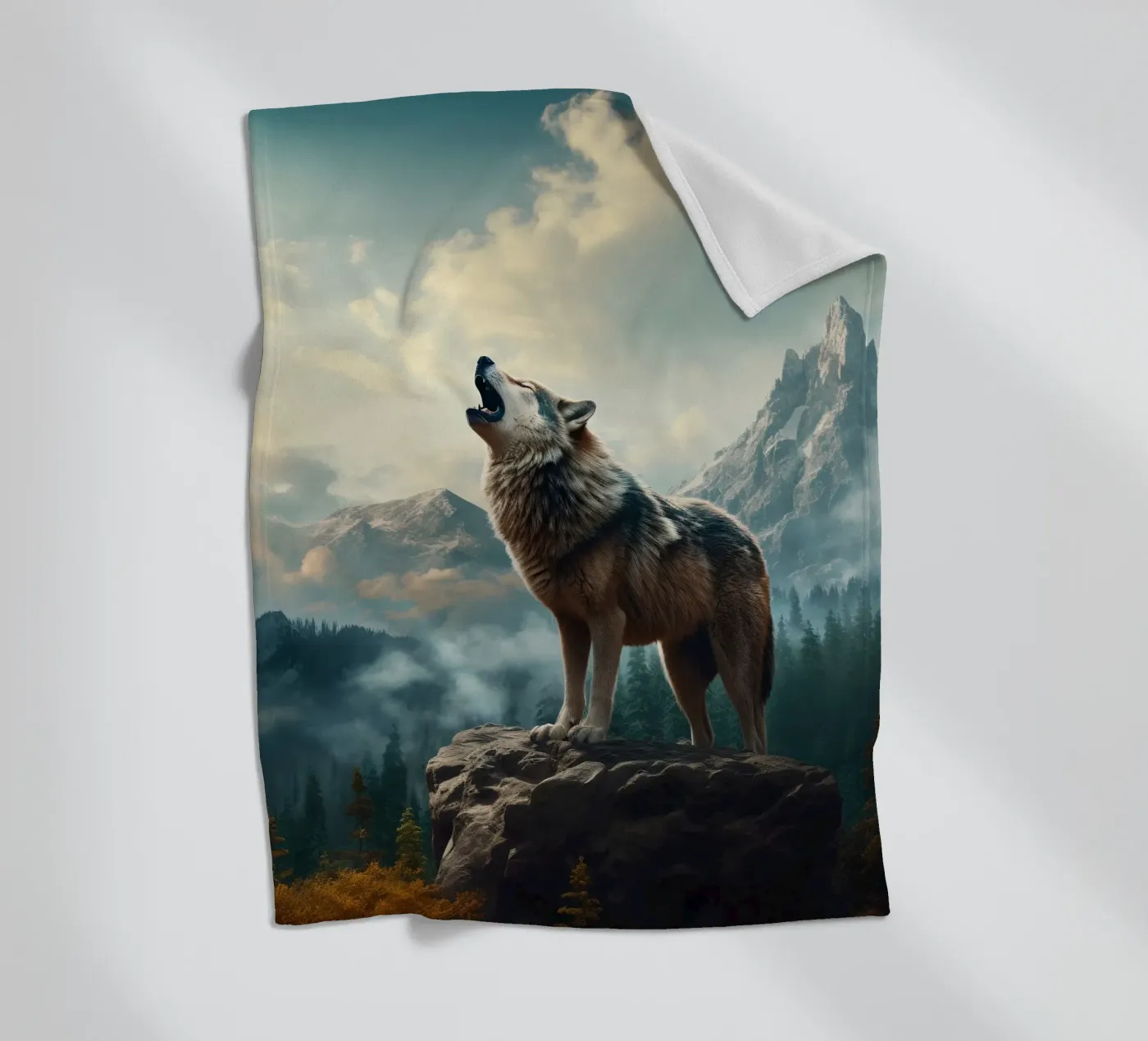 Wolf Mountains fleece blanket by Mateo