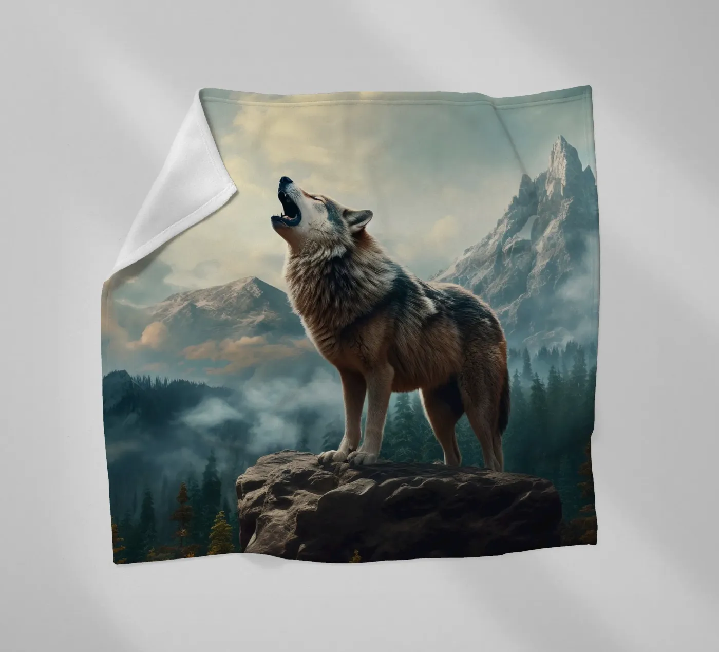 Wolf Mountains fleece blanket by Mateo