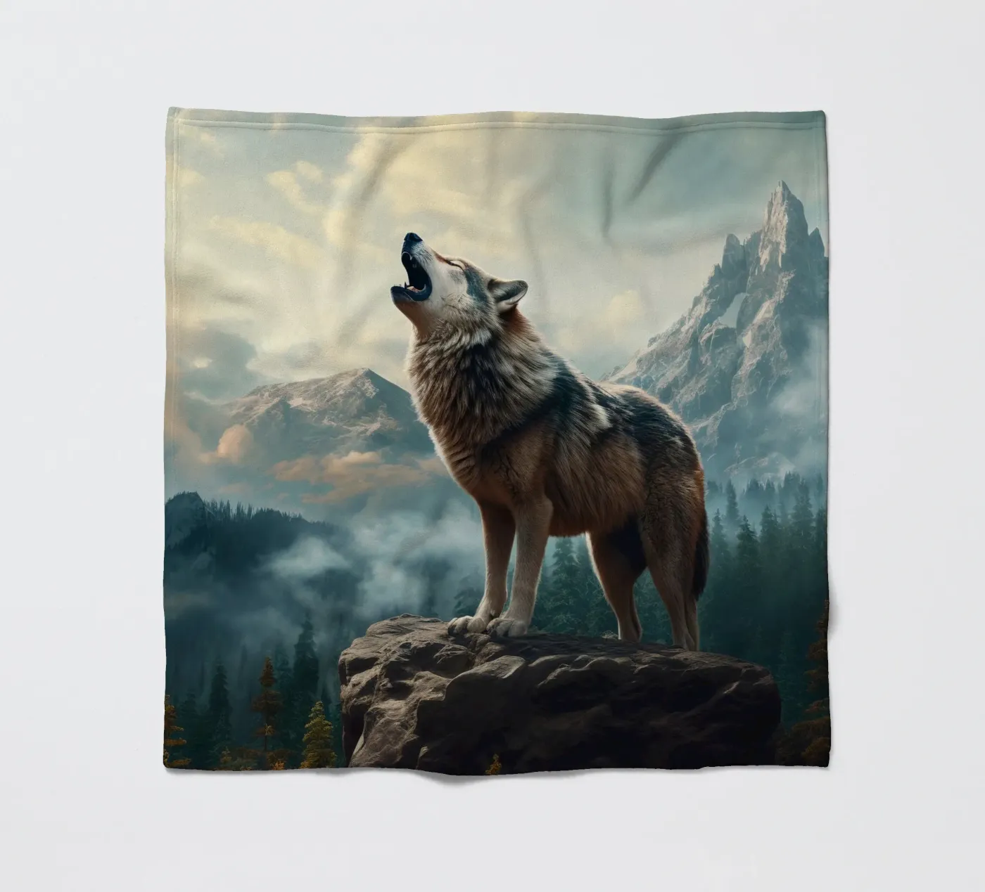 Wolf Mountains fleece blanket by Mateo