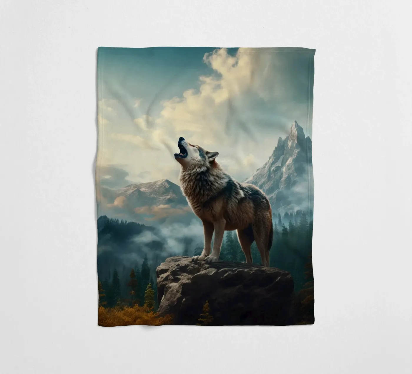 Wolf Mountains fleece blanket by Mateo