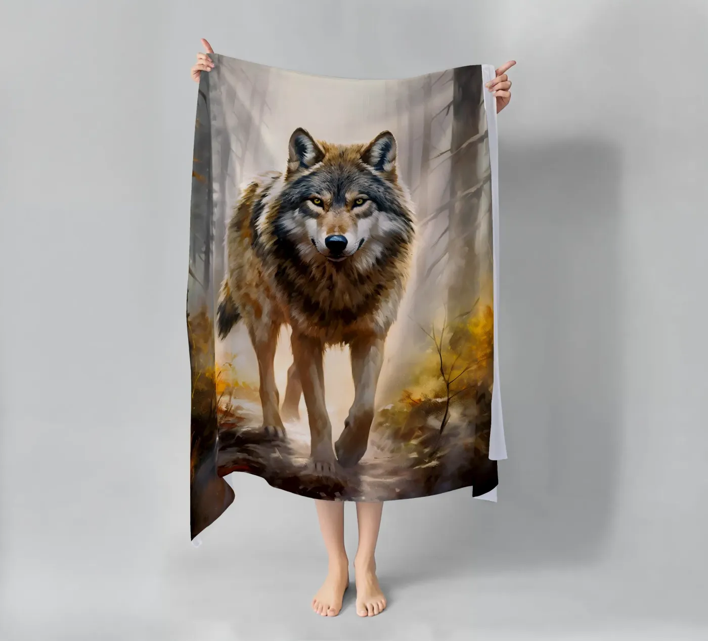 Wolf Forest 2 beach towel by Mateo
