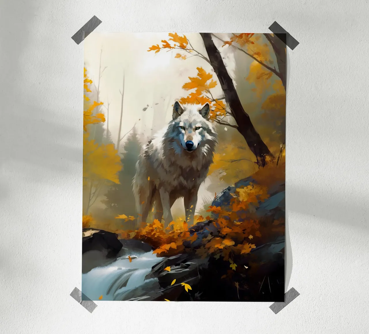 Wolf Forest 3 poster con telaio in legno da Mateo
