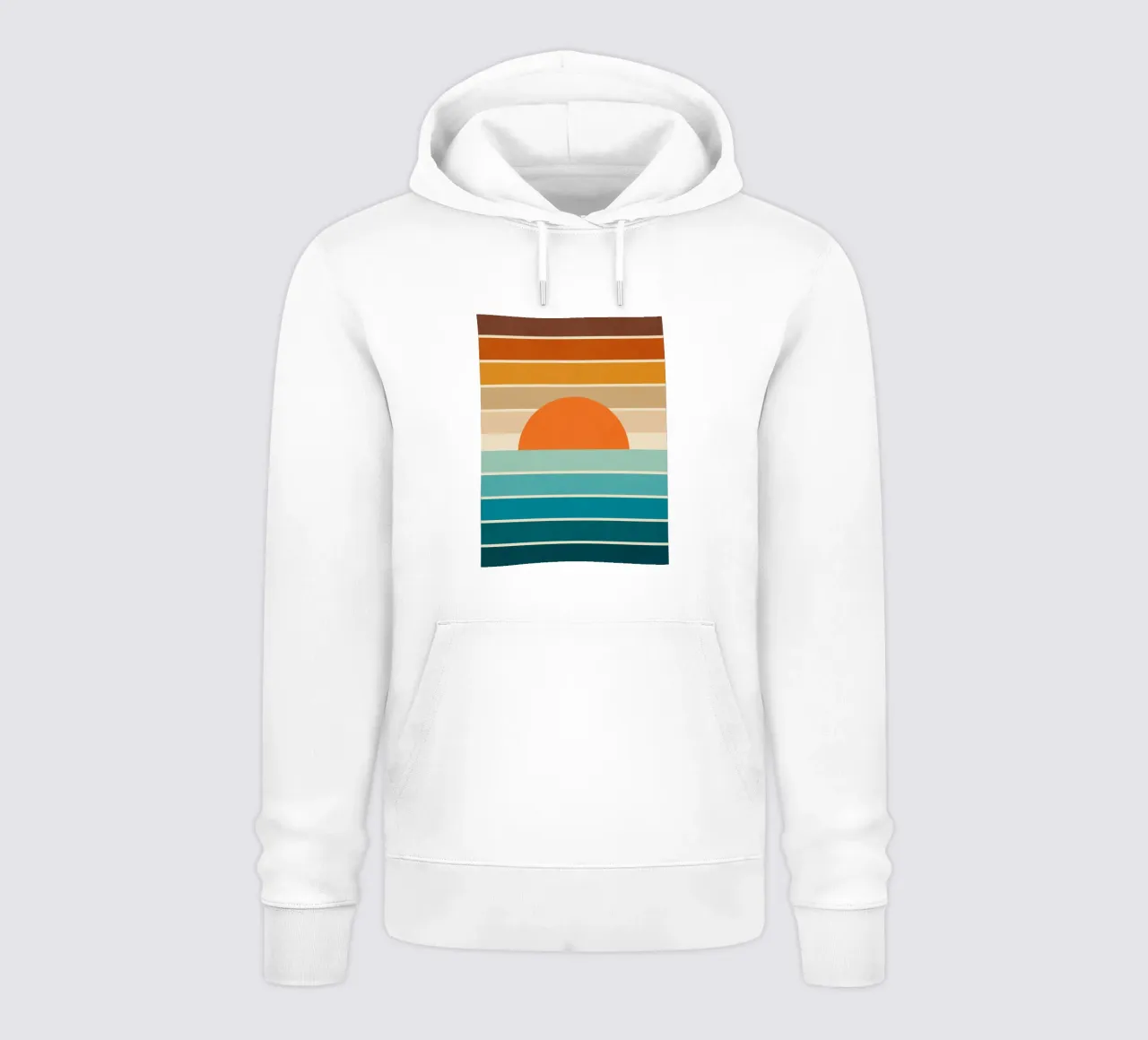 Mid Mod Minimal Rainbow Stripe Sunset - Neutri terrosi in verde scuro felpa con cappuccio da Dominique Vari Abstract