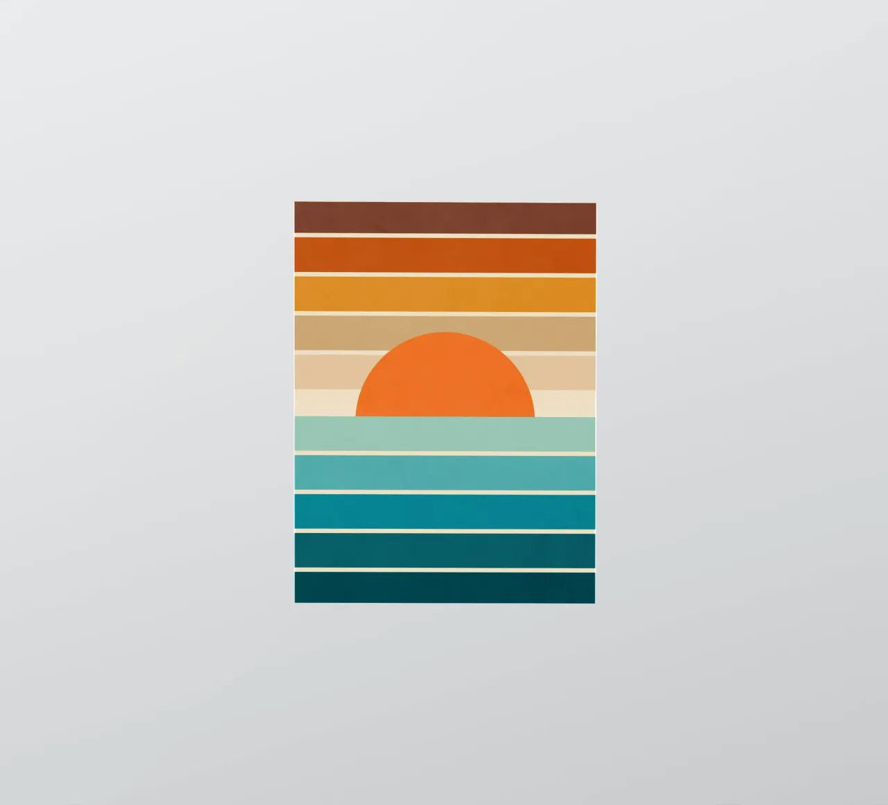 Mid Mod Minimal Rainbow Stripe Sunset • Earthy neutrals teal sticker by Dominique Vari Abstract