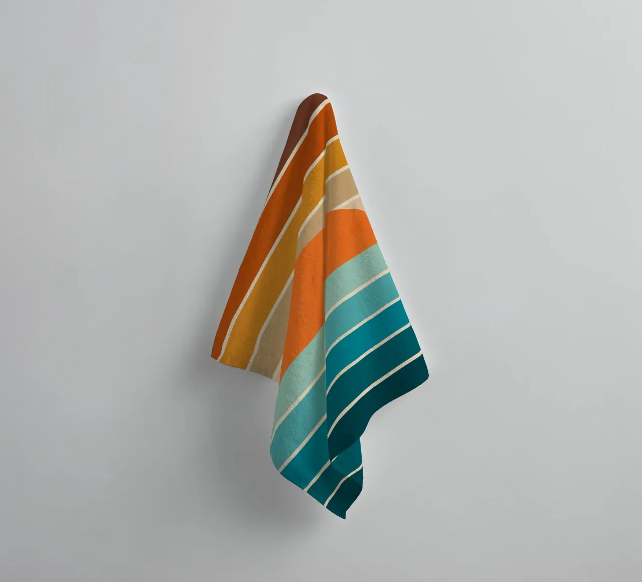 Mid Mod Minimal Rainbow Stripe Sunset - Neutri terrosi in verde scuro asciugamano da bagno da Dominique Vari Abstract