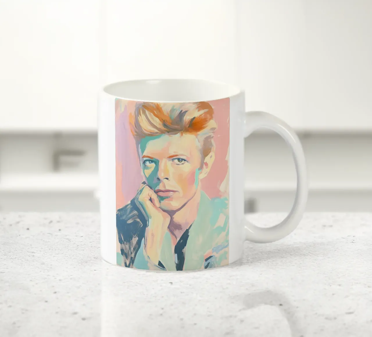 Ritratto a pastello di David Bowie tazza in ceramica da Carinaprint