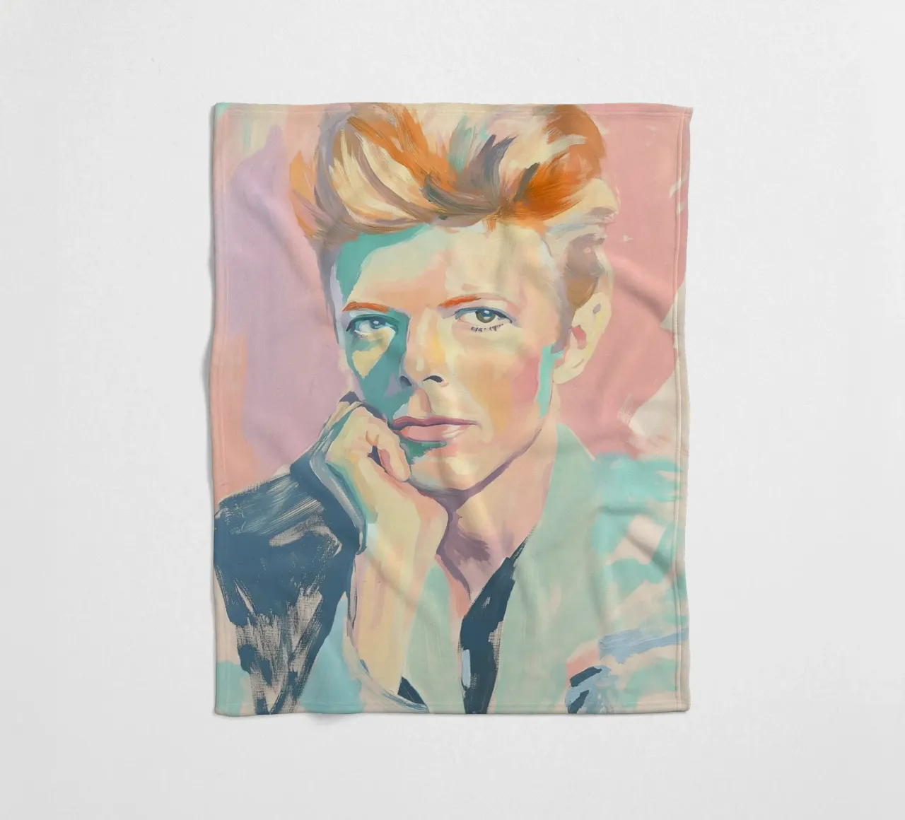 Ritratto a pastello di David Bowie coperta in pile da Carinaprint