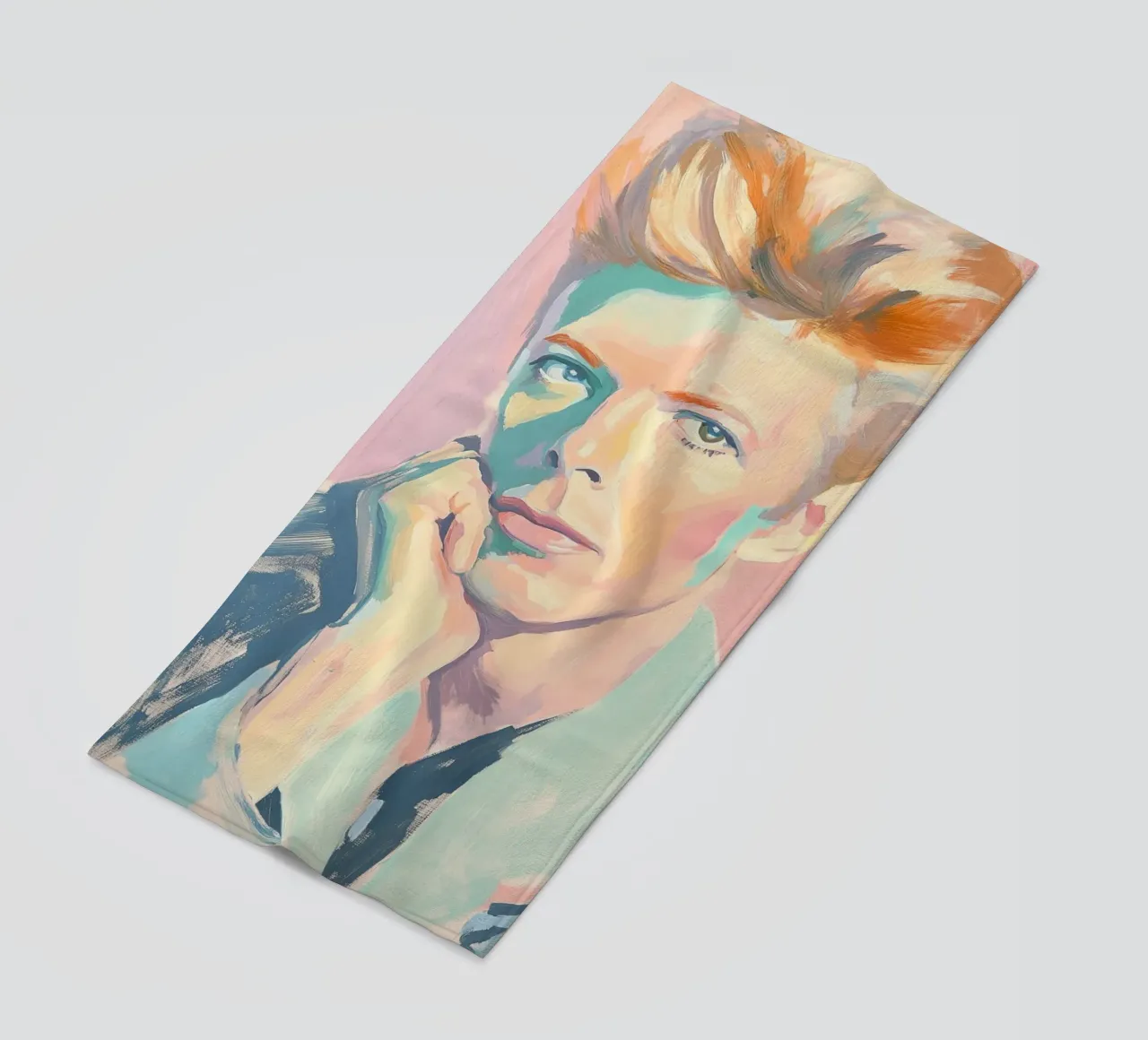 Ritratto a pastello di David Bowie telo mare da Carinaprint