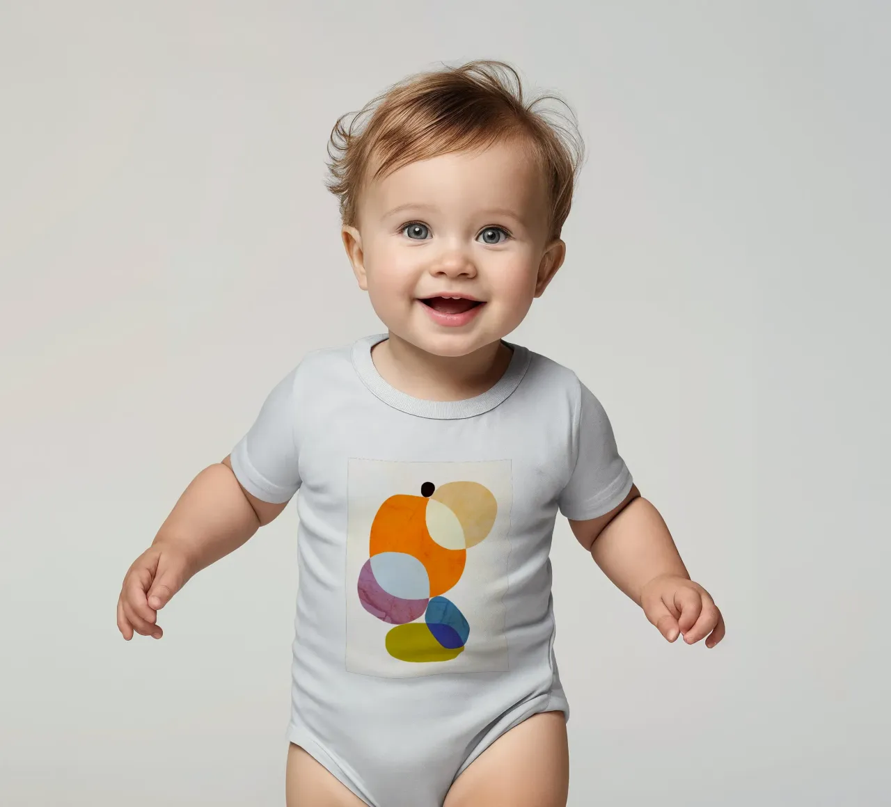 Minimal Organic Pebble Balance - Pastels marbrés vibrants body bébé de Dominique Vari Abstract