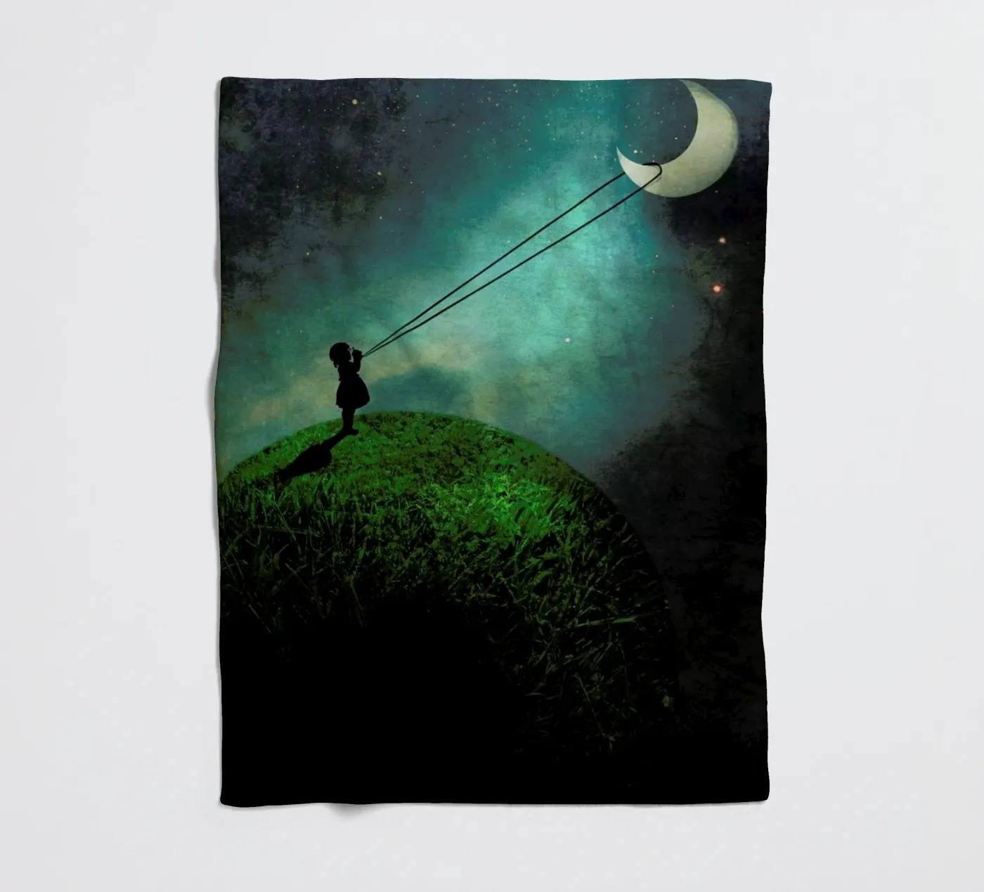 Chasing The Moon fleece blanket by Catrin Welz-Stein