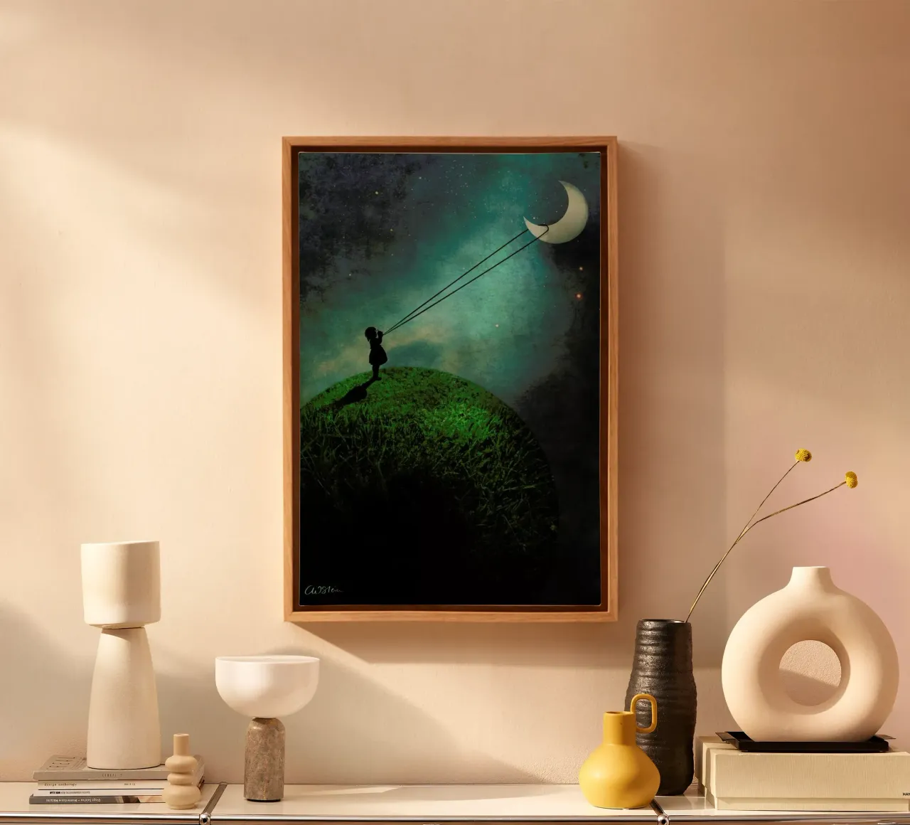 Chasing The Moon tela con Cornice a cassetta da Catrin Welz-Stein