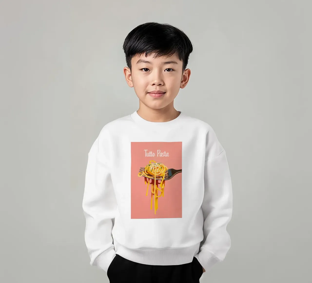 ,,Tutto Pasta" Spagetti Liebe felpa bambino da Carinaprint