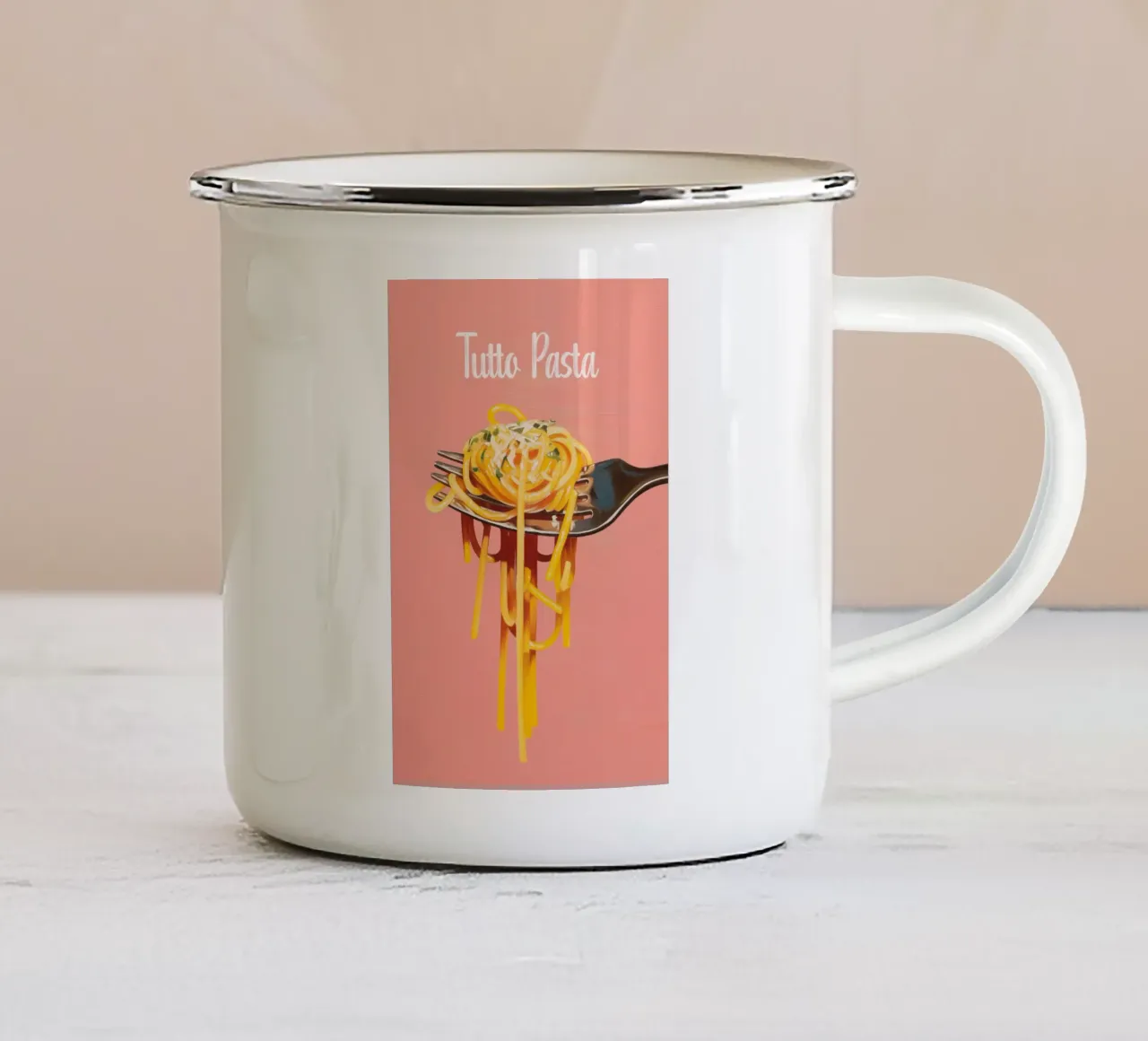 ,,Tutto Pasta" Spagetti Liebe tazza in smalto da Carinaprint