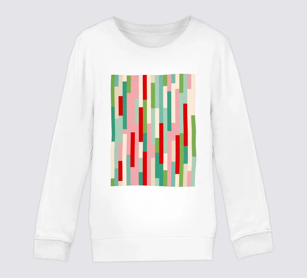 Retro Christmas Stripe Pattern • red green teal ivory kids sweatshirt by Dominique Vari Abstract
