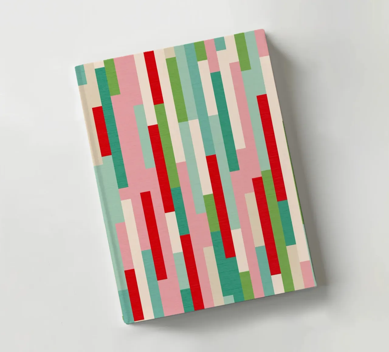 Motif de Noël rétro à rayures - rouge vert sarcelle ivoire carnet de notes de Dominique Vari Abstract