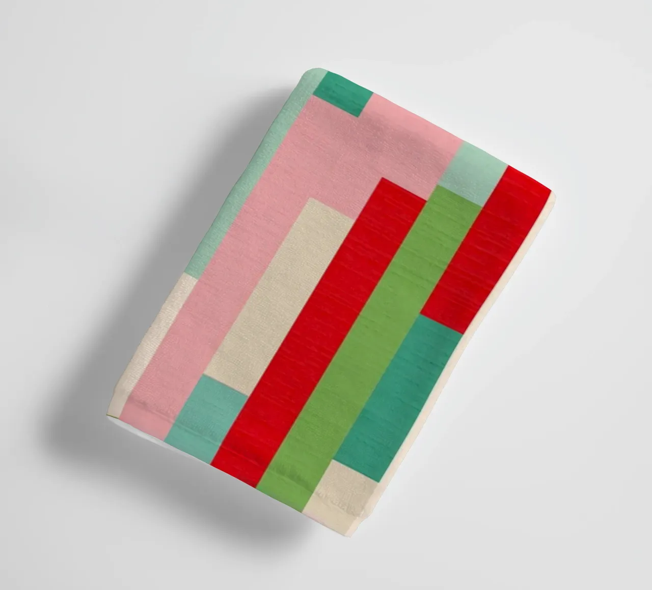 Retro Christmas Stripe Pattern • red green teal ivory towel by Dominique Vari Abstract