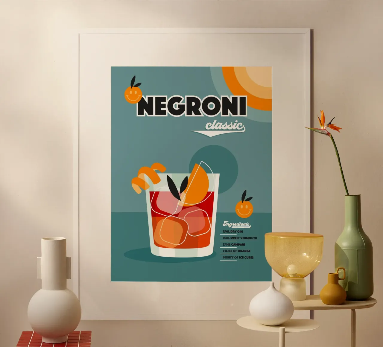 Retro Cocktail Negroni • Red & Blue carta hahnemühle da Dominique Vari