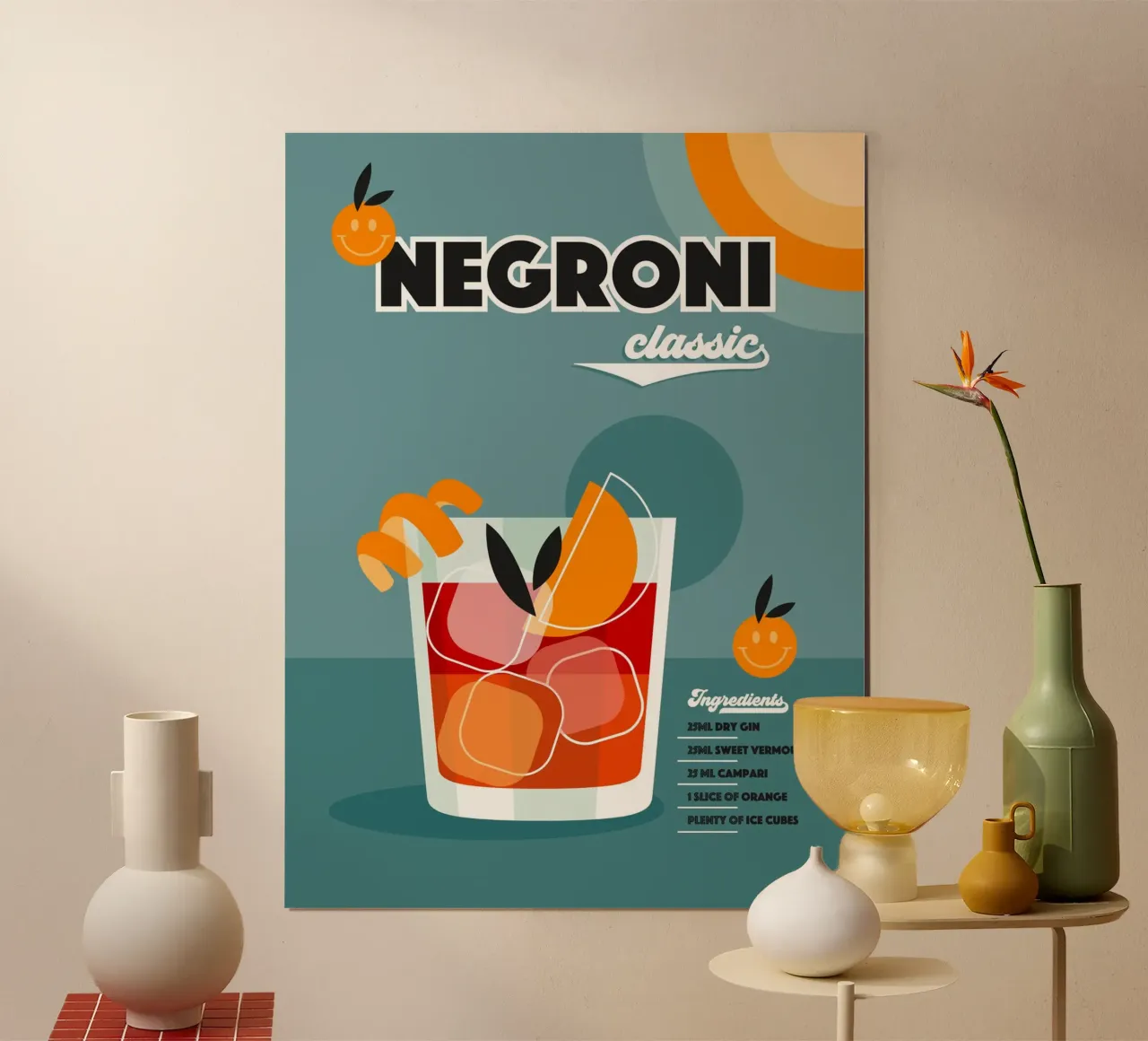 Retro Cocktail Negroni • Red & Blue carta hahnemühle da Dominique Vari
