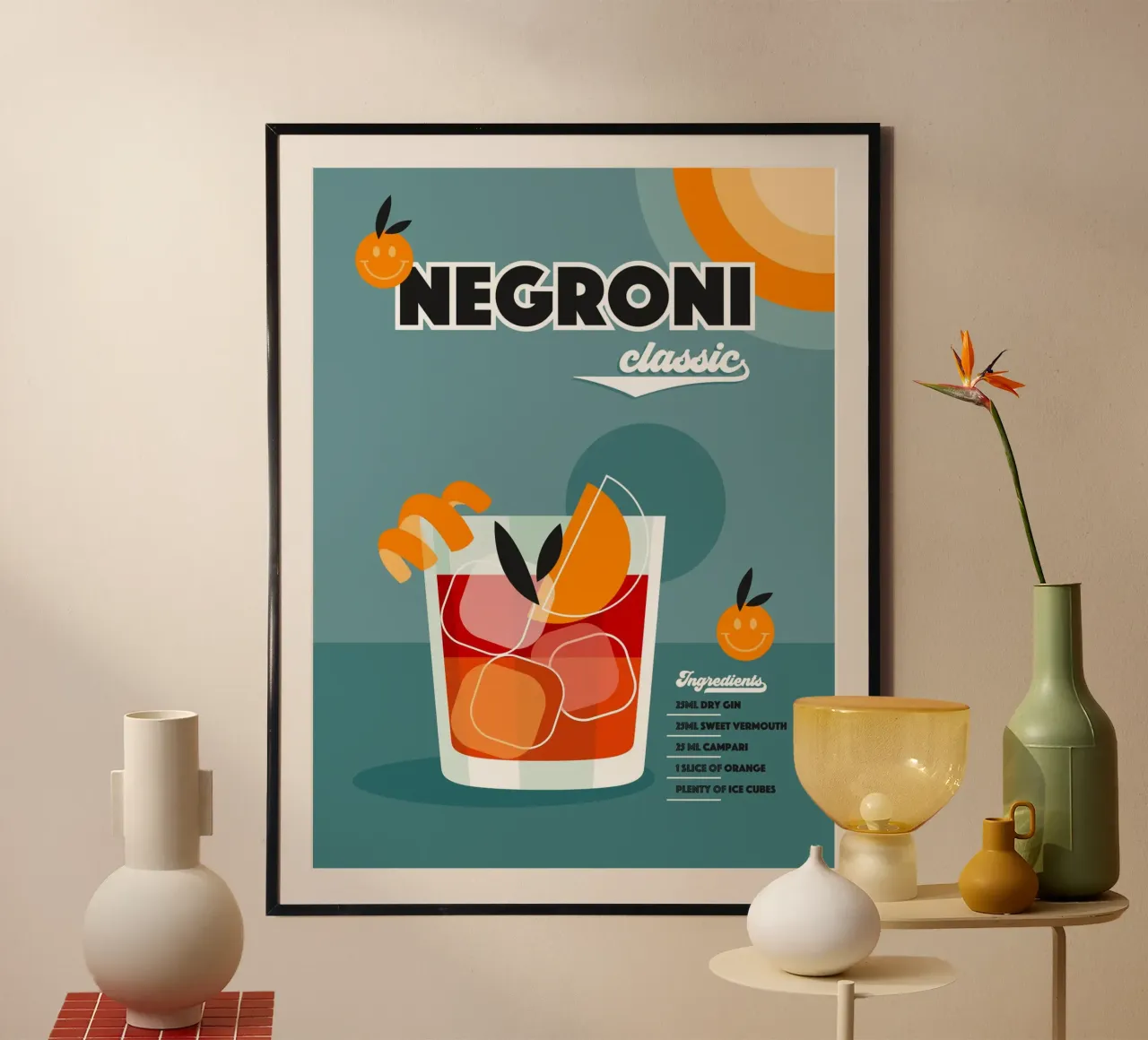 Retro Cocktail Negroni • Red & Blue carta hahnemühle da Dominique Vari