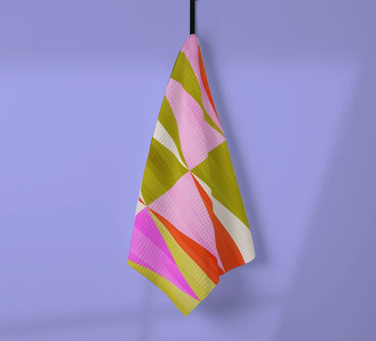Vibrant Mid-Mod Diamond Pattern - Rose festif Rouge Vert torchon de Dominique Vari Abstract