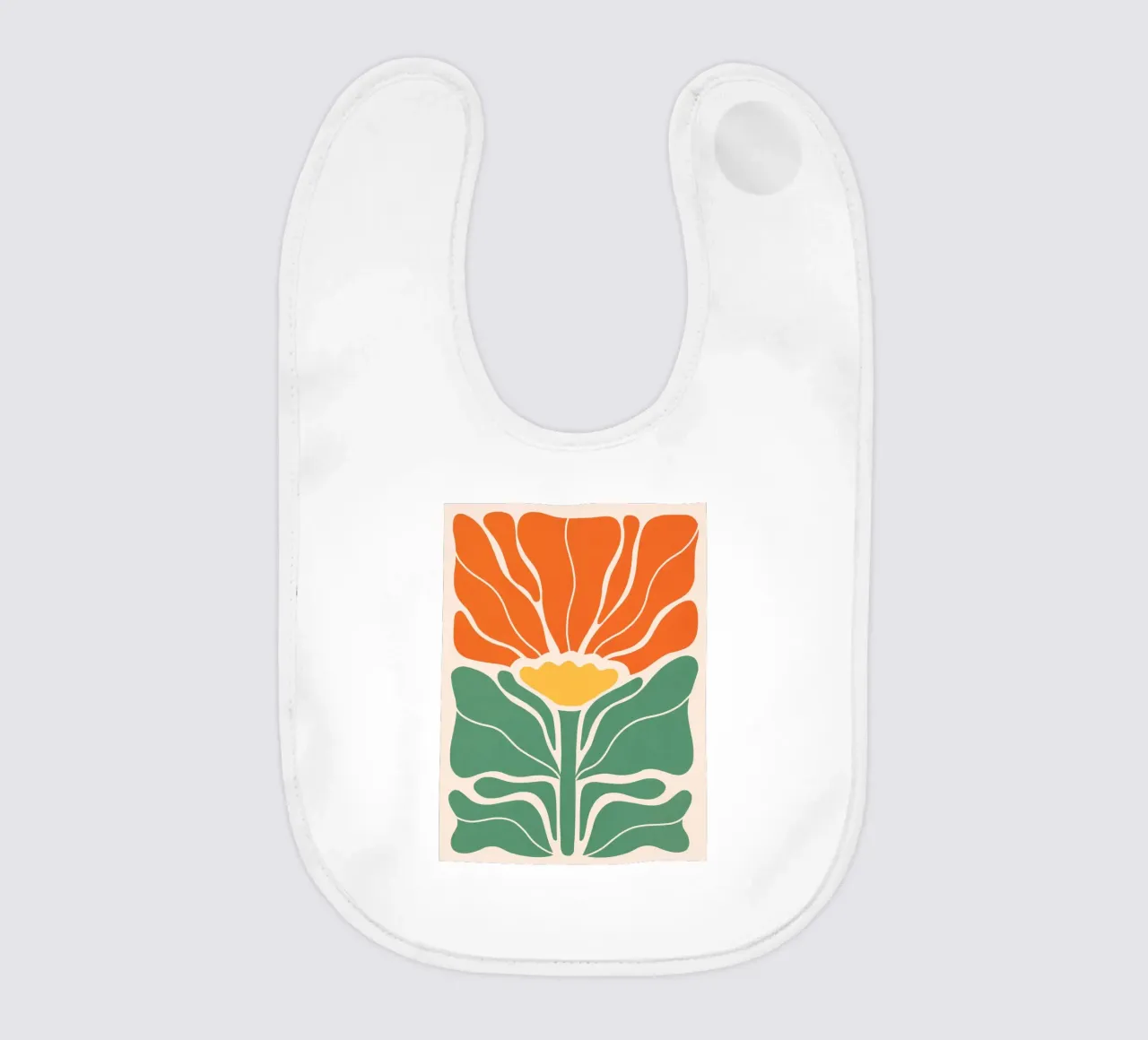 Moderno Boho Art Nouveau Solo floreale 1/3 - Arancione e verde bavaglino da Dominique Vari