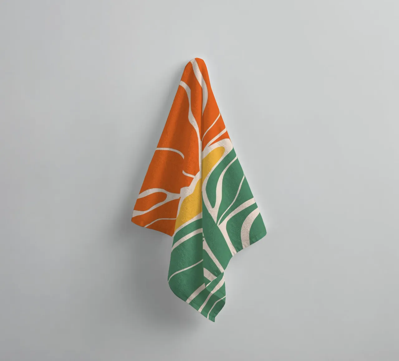 Modern Boho Art Nouveau Solo Floral 1/3 - Orange & Green towel by Dominique Vari