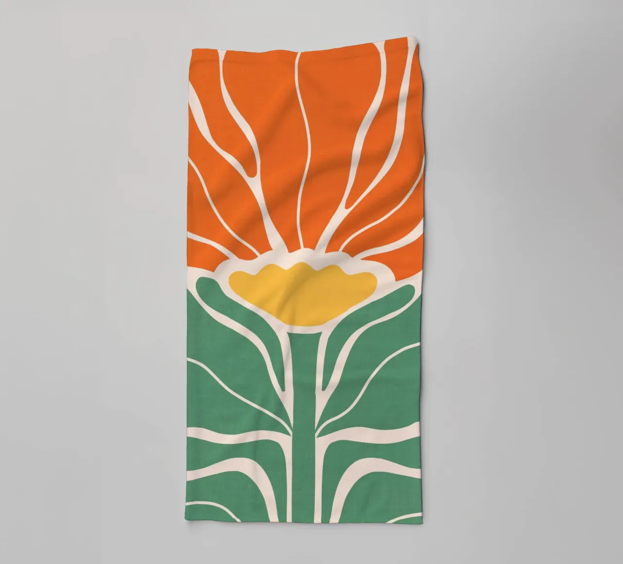 Modern Boho Art Nouveau Solo Floral 1/3 - Orange & Green towel by Dominique Vari