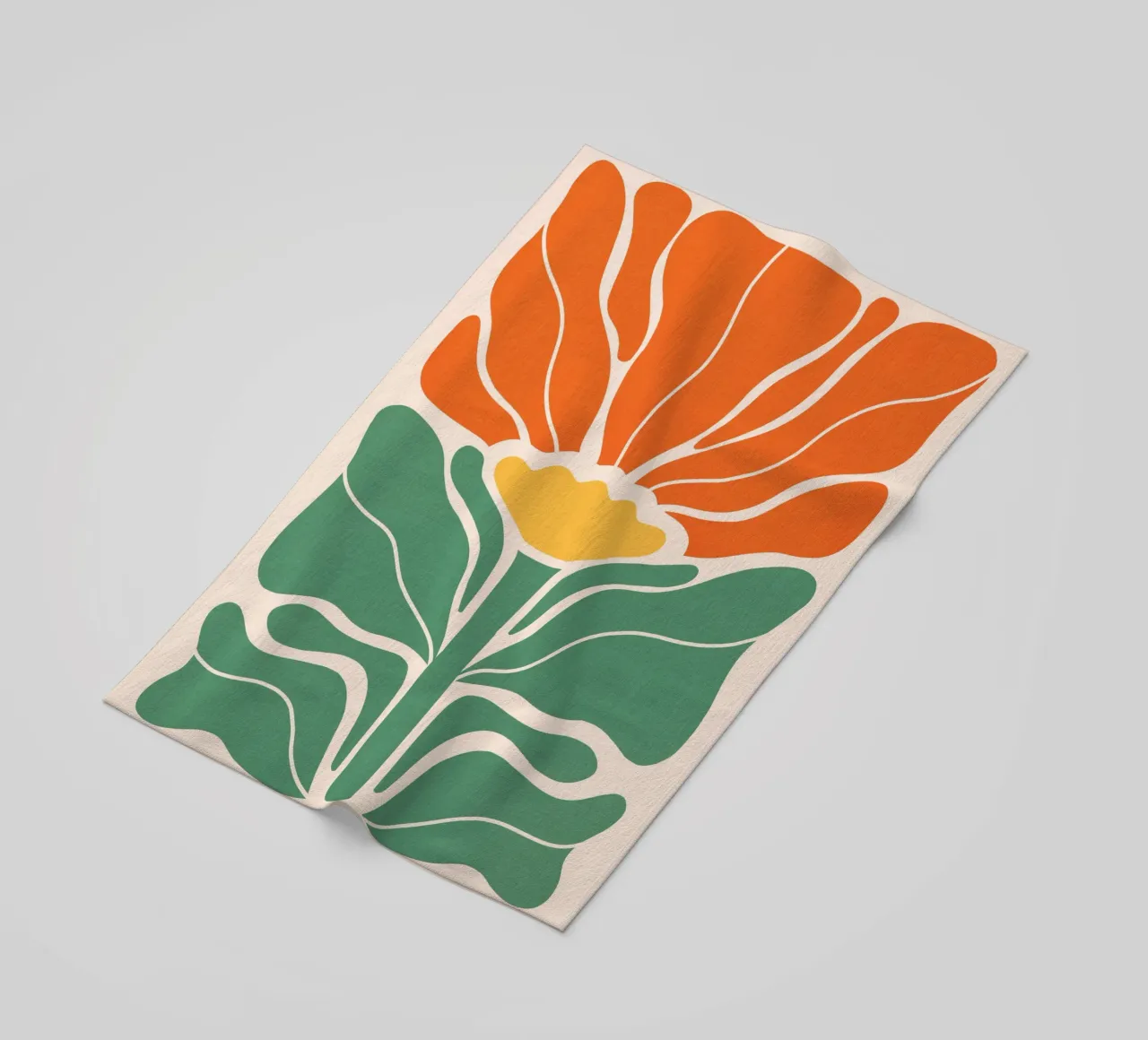 Modern Boho Art Nouveau Solo Floral 1/3 - Orange & Green beach towel by Dominique Vari