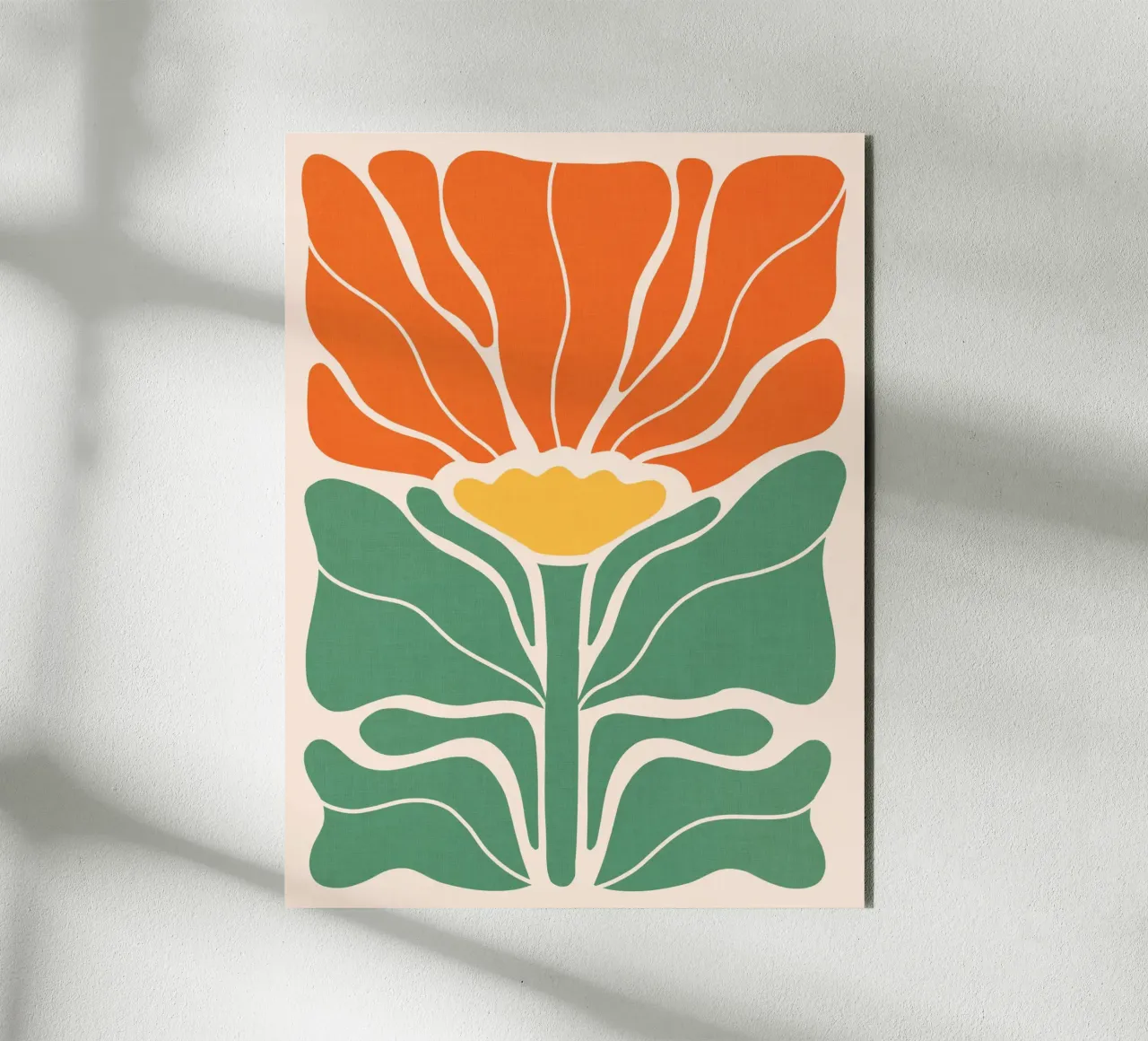 Modern Boho Art Nouveau Solo Floral 1/3 - Orange & Green alu-dibond by Dominique Vari