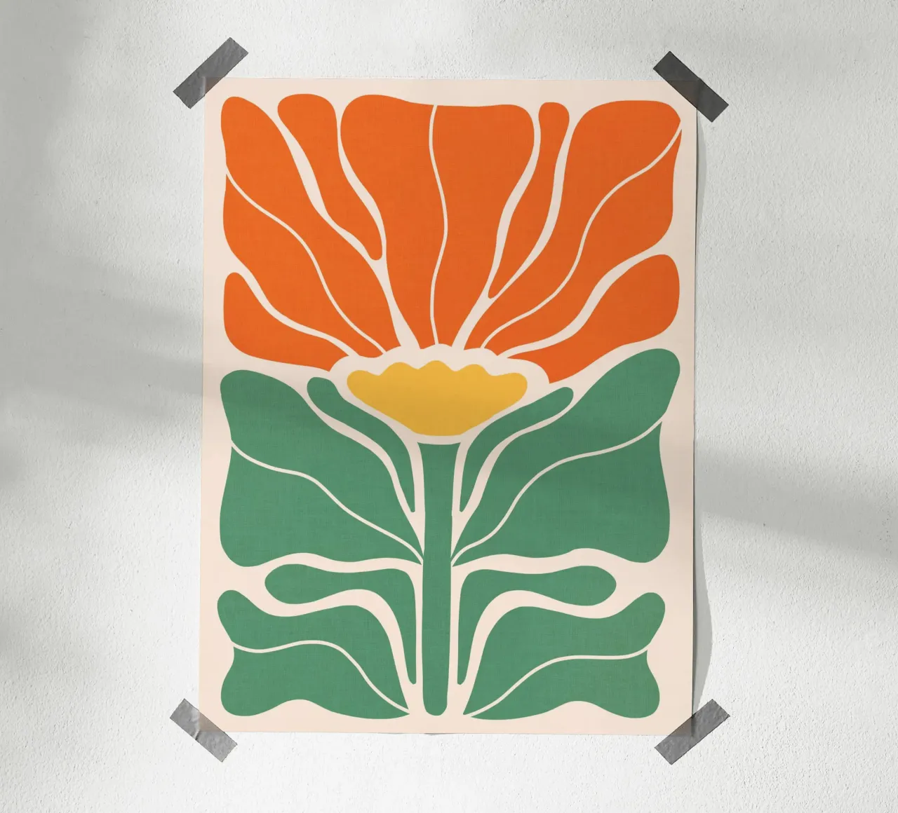 Boho Art Nouveau Solo Floral 1/3 - Orange & Vert hahnemühle de Dominique Vari