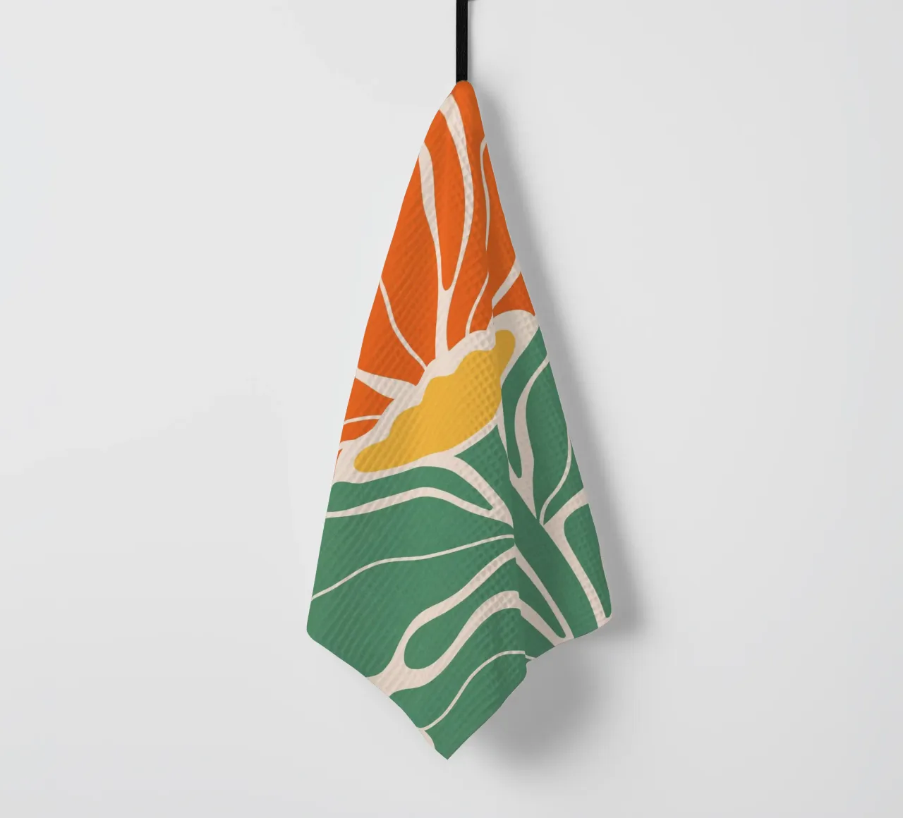 Moderno Boho Art Nouveau Solo floreale 1/3 - Arancione e verde canovaccio da cucina da Dominique Vari