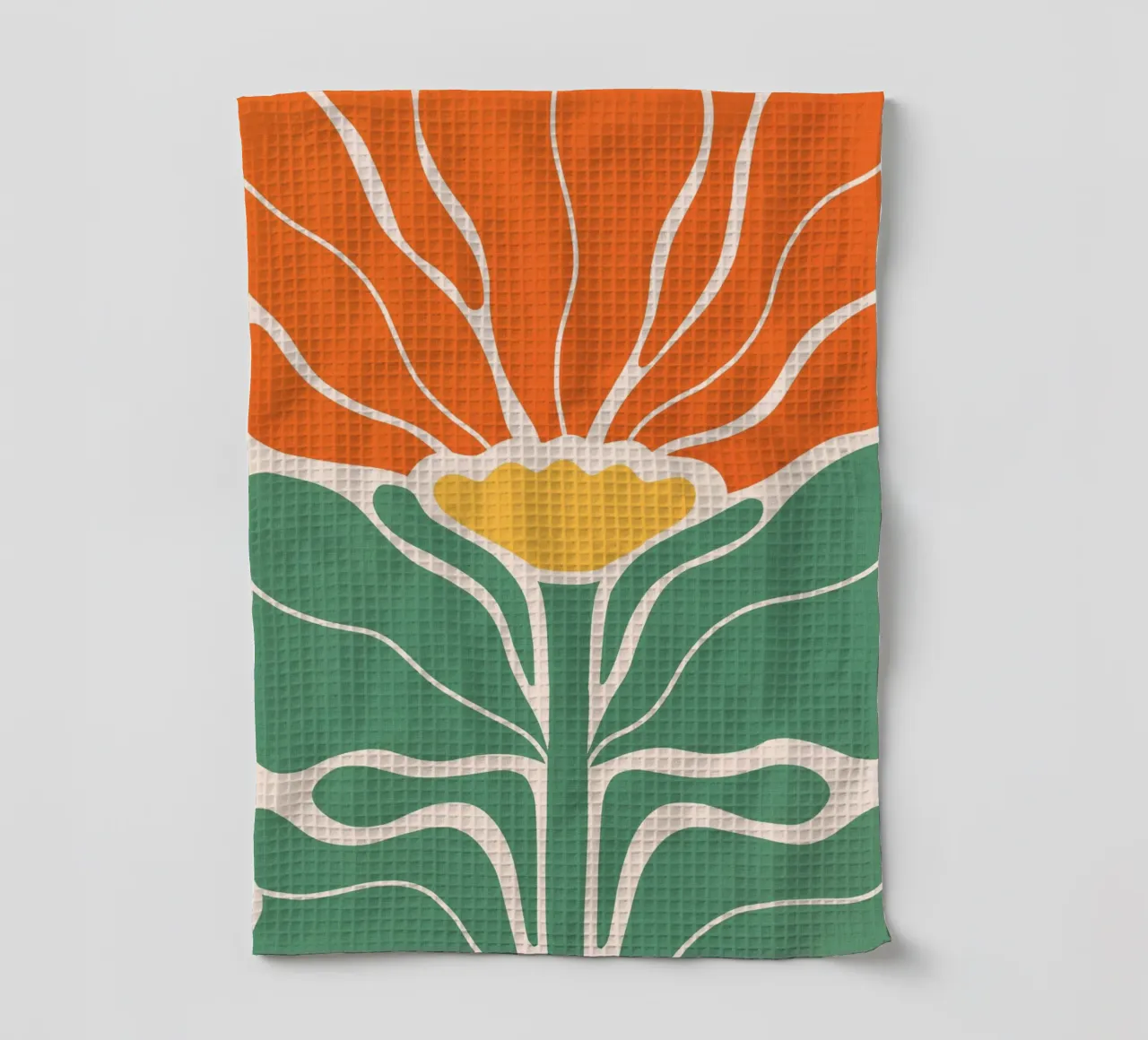 Moderno Boho Art Nouveau Solo floreale 1/3 - Arancione e verde canovaccio da cucina da Dominique Vari