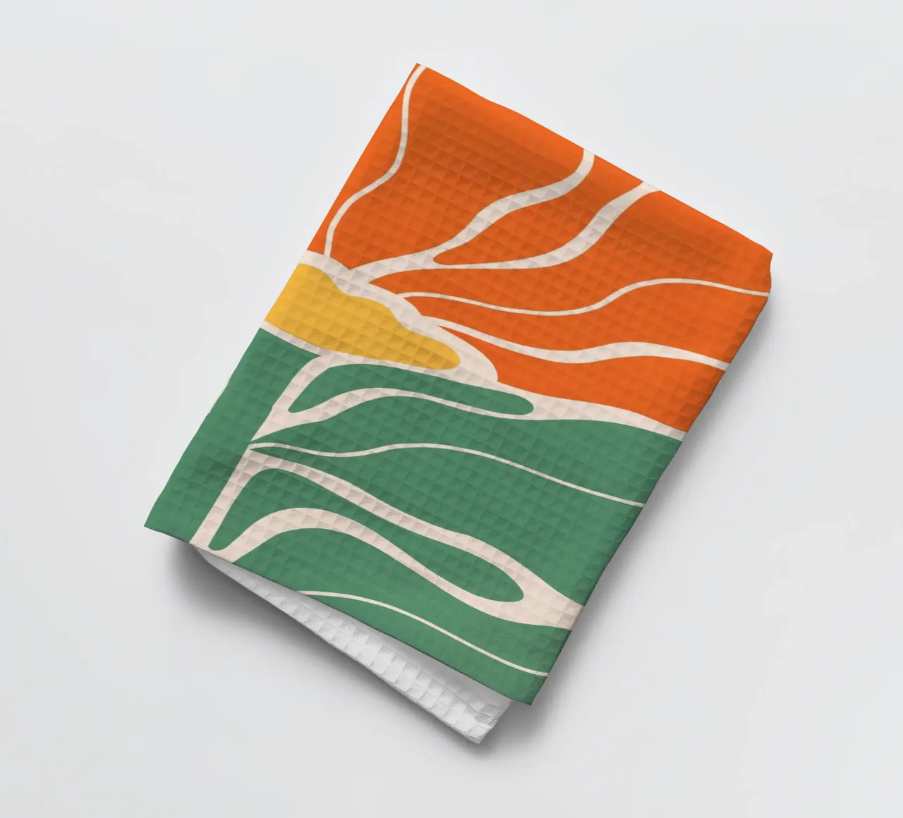 Moderno Boho Art Nouveau Solo floreale 1/3 - Arancione e verde canovaccio da cucina da Dominique Vari