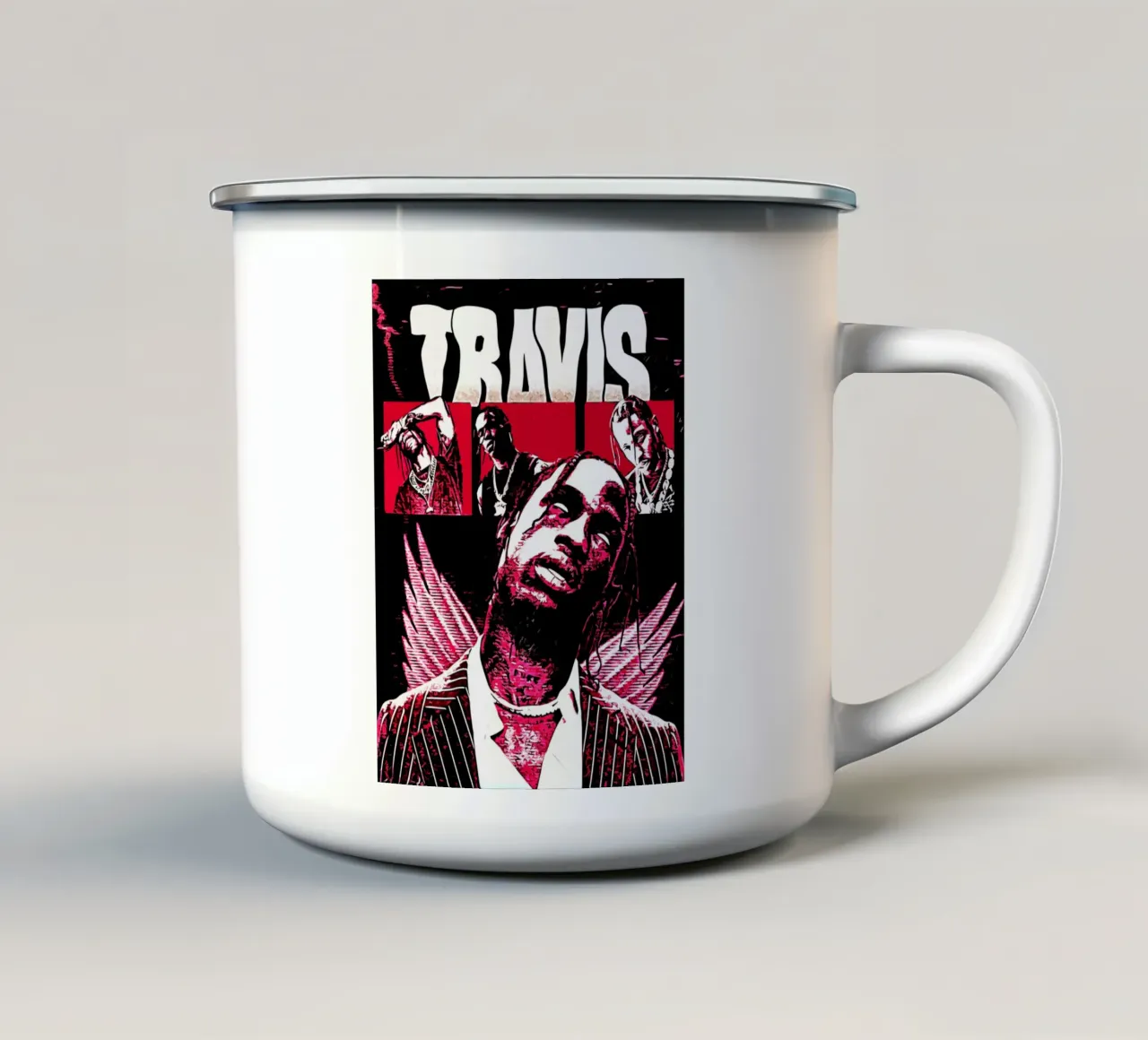 Travis scott 1 Stampa d'arte tazza in smalto da music soul