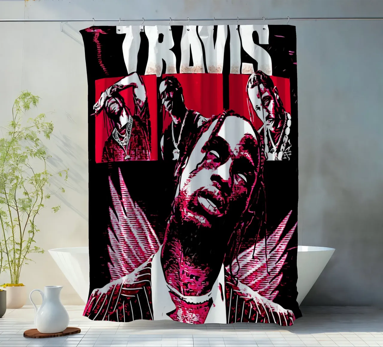Travis scott 1 Kunstdruk douchegordijn van music soul