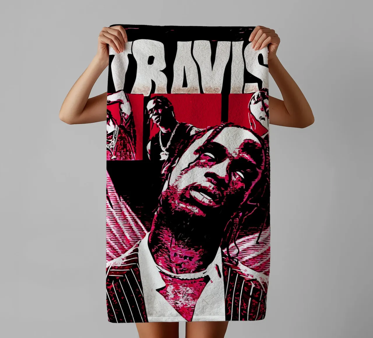Travis scott 1 Kunstdruk badhanddoek van music soul