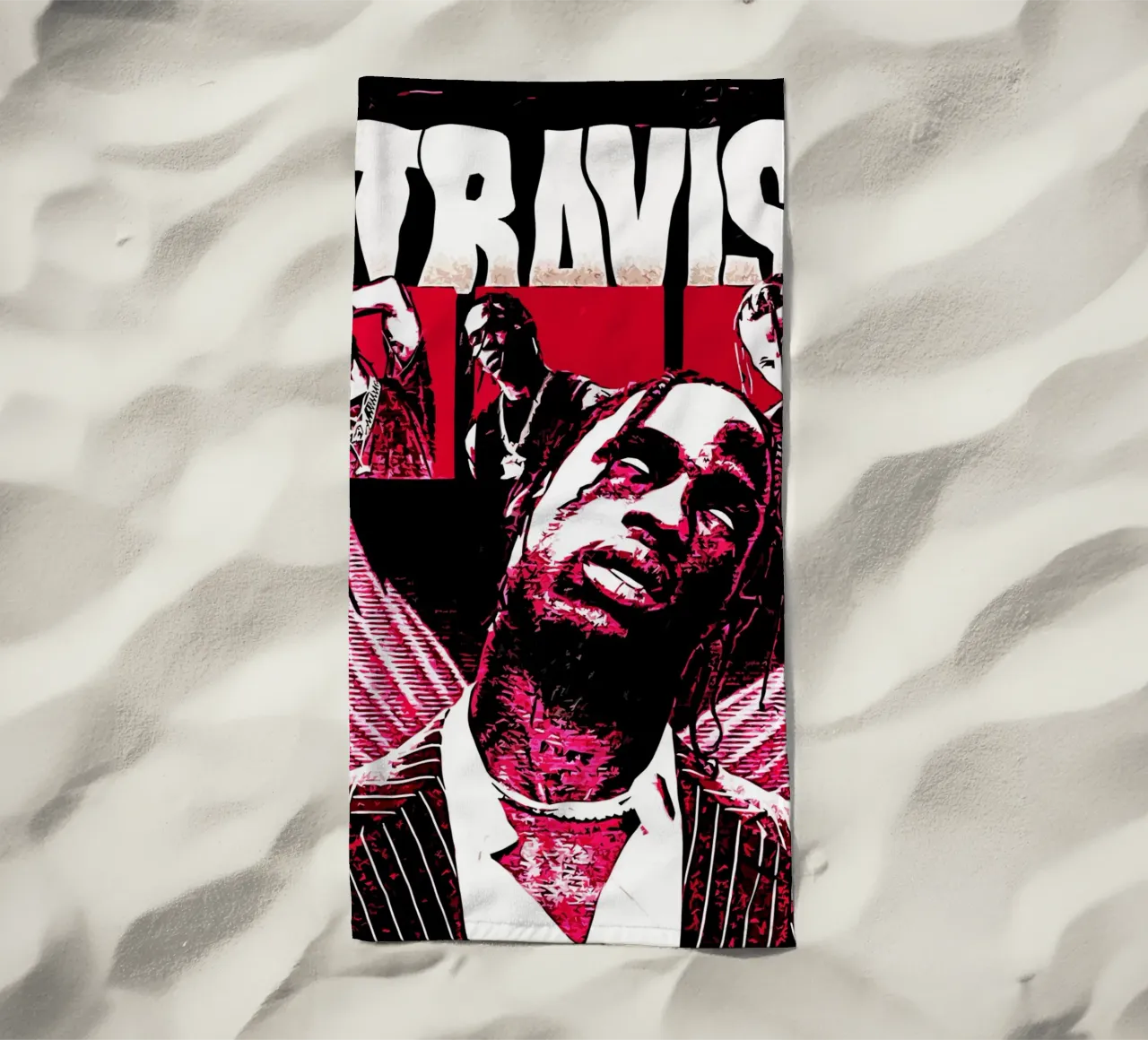 Travis scott 1 Kunstdruk strandhanddoek van music soul