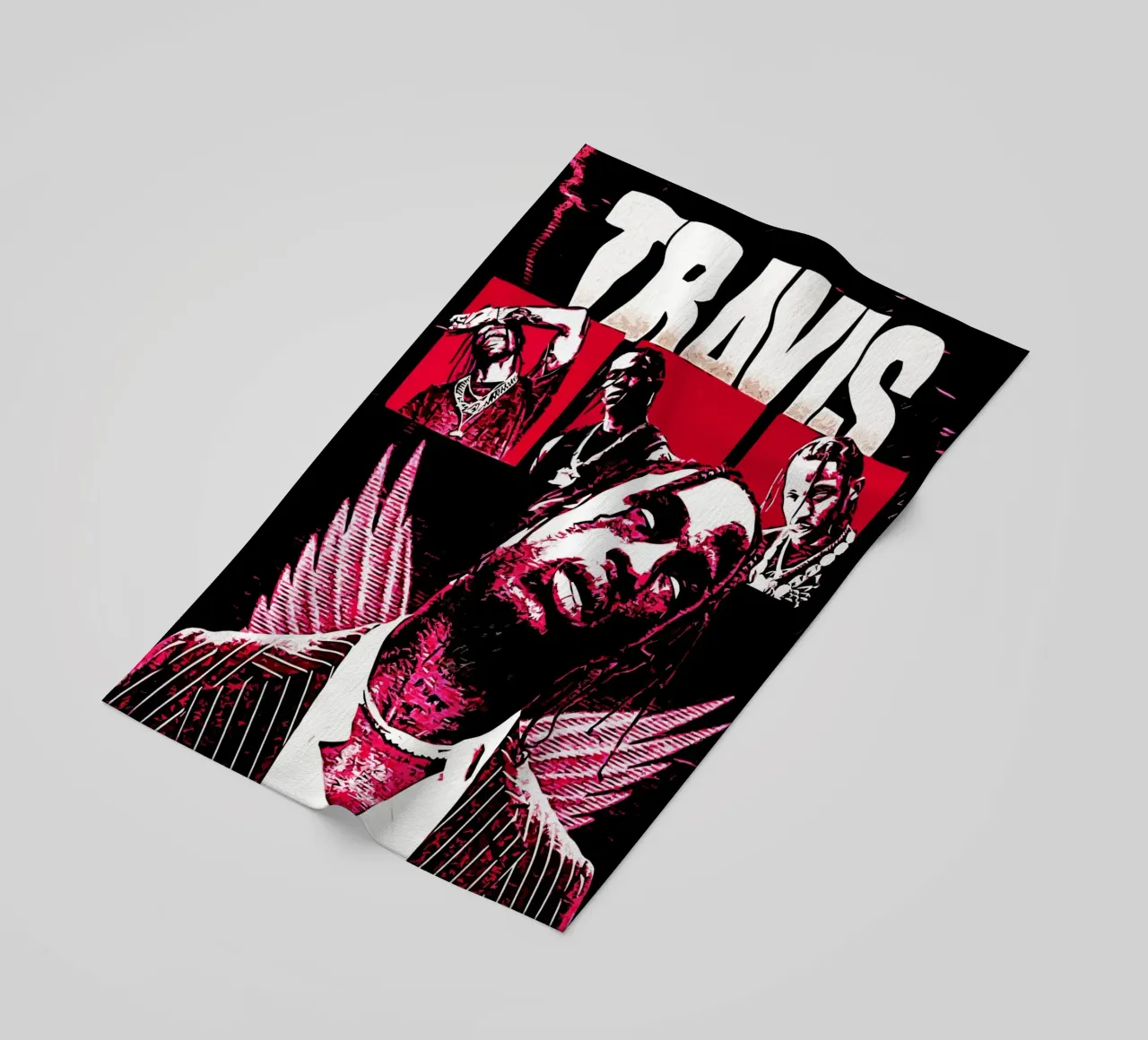 Travis scott 1 Kunstdruk strandhanddoek van music soul