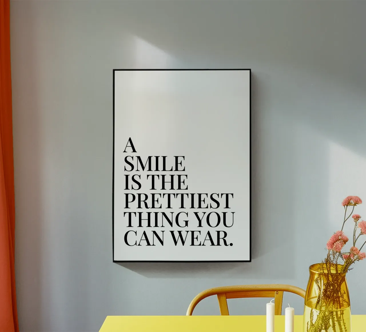 Een glimlach is het mooiste wat je kunt dragen quote acryl van Paigaam Studio