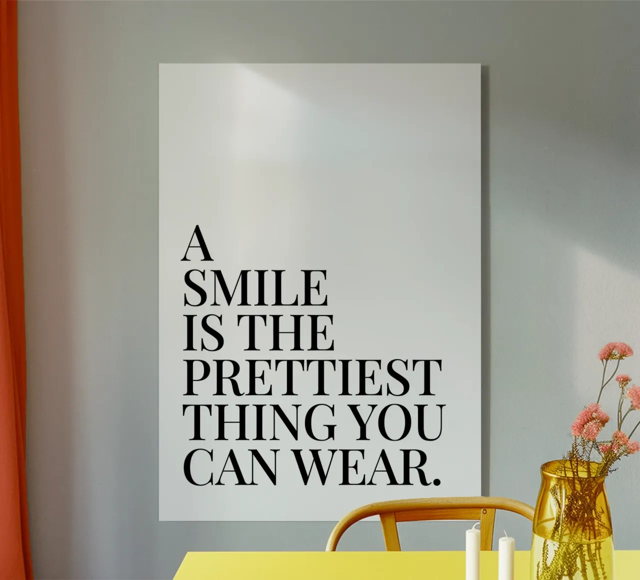 Een glimlach is het mooiste wat je kunt dragen quote acryl van Paigaam Studio