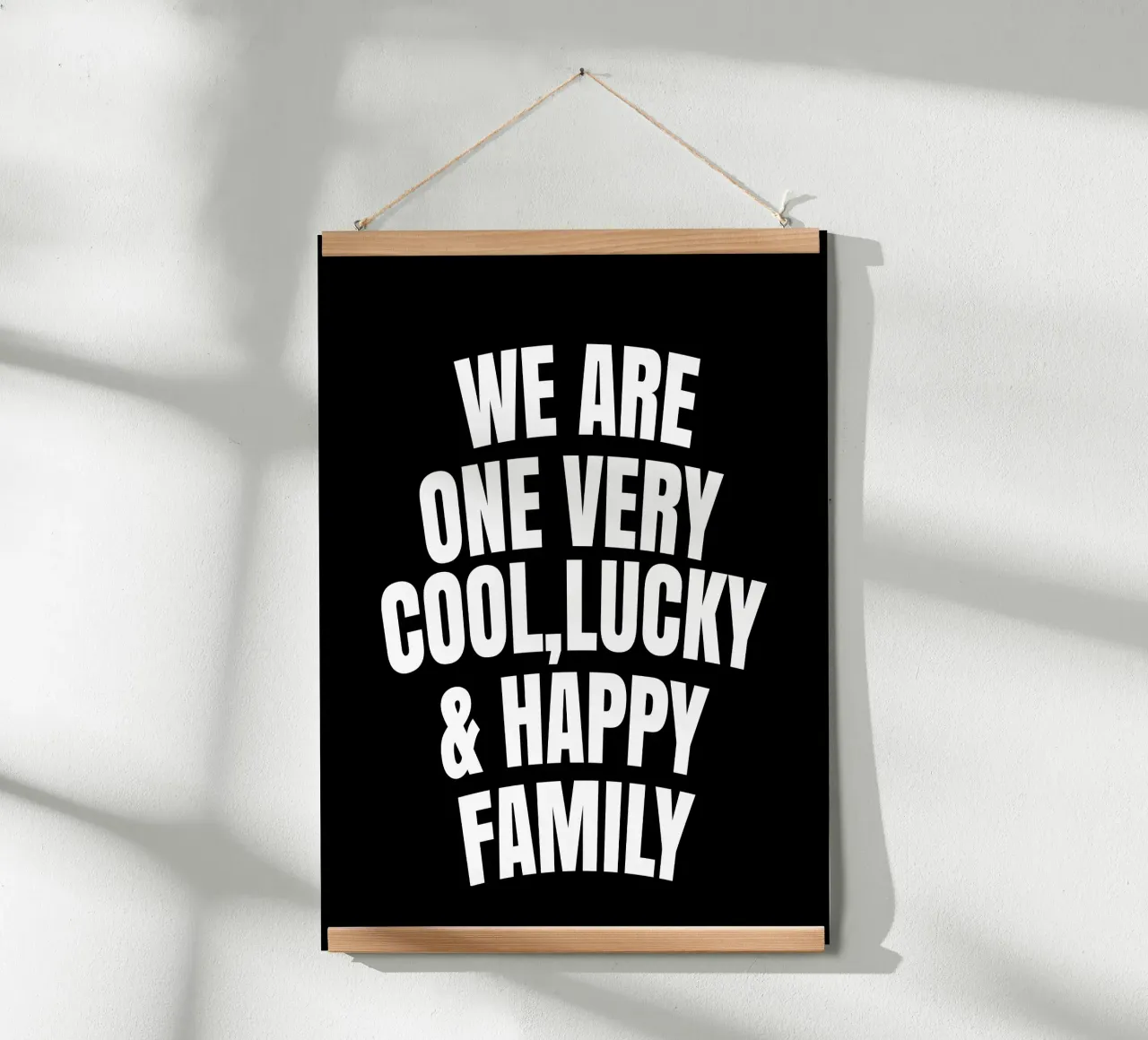 We are one very cool, lucky and happy family poster con telaio in legno da happieeagle