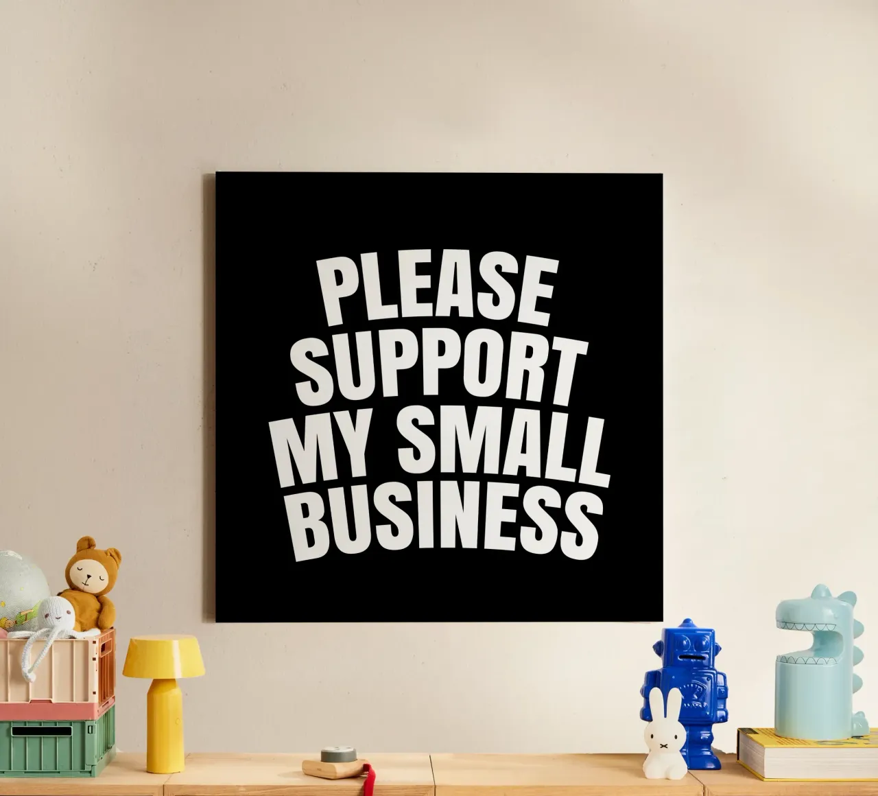 Please support my small business tela con Cornice a cassetta da happieeagle