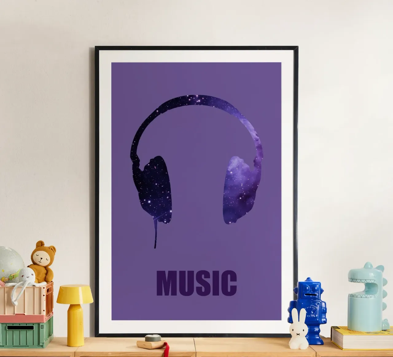Music violet poster con telaio in legno da alexiableu