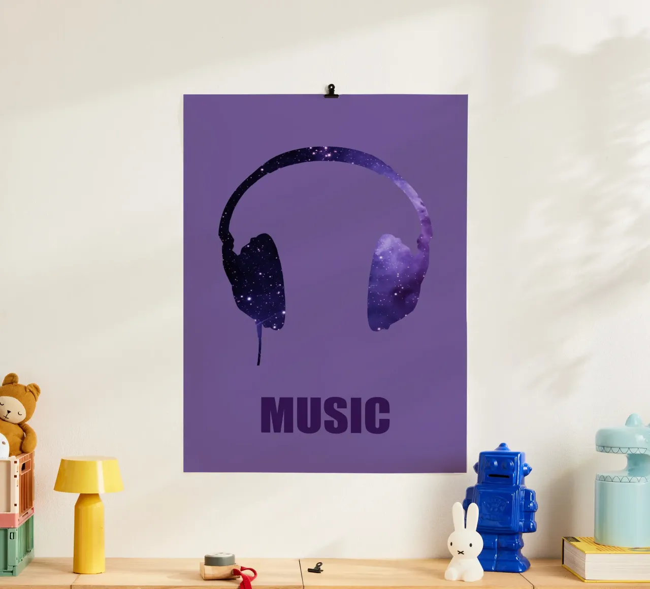 Music violet poster con telaio in legno da alexiableu
