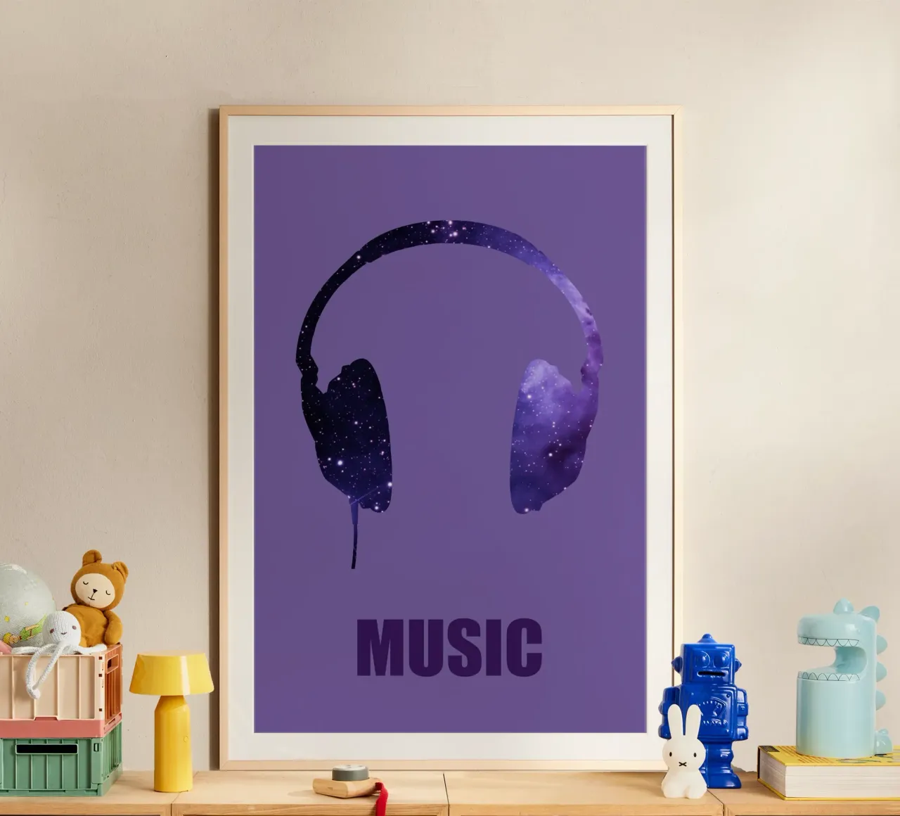 Music violet poster con telaio in legno da alexiableu