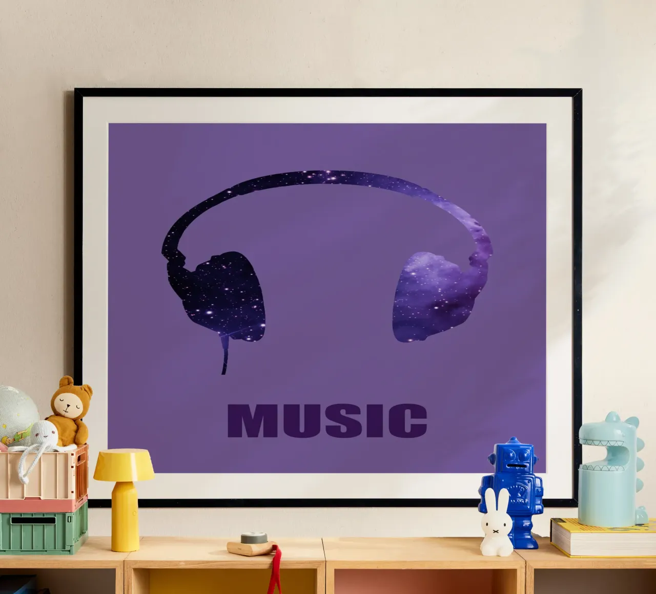 Music violet poster con telaio in legno da alexiableu