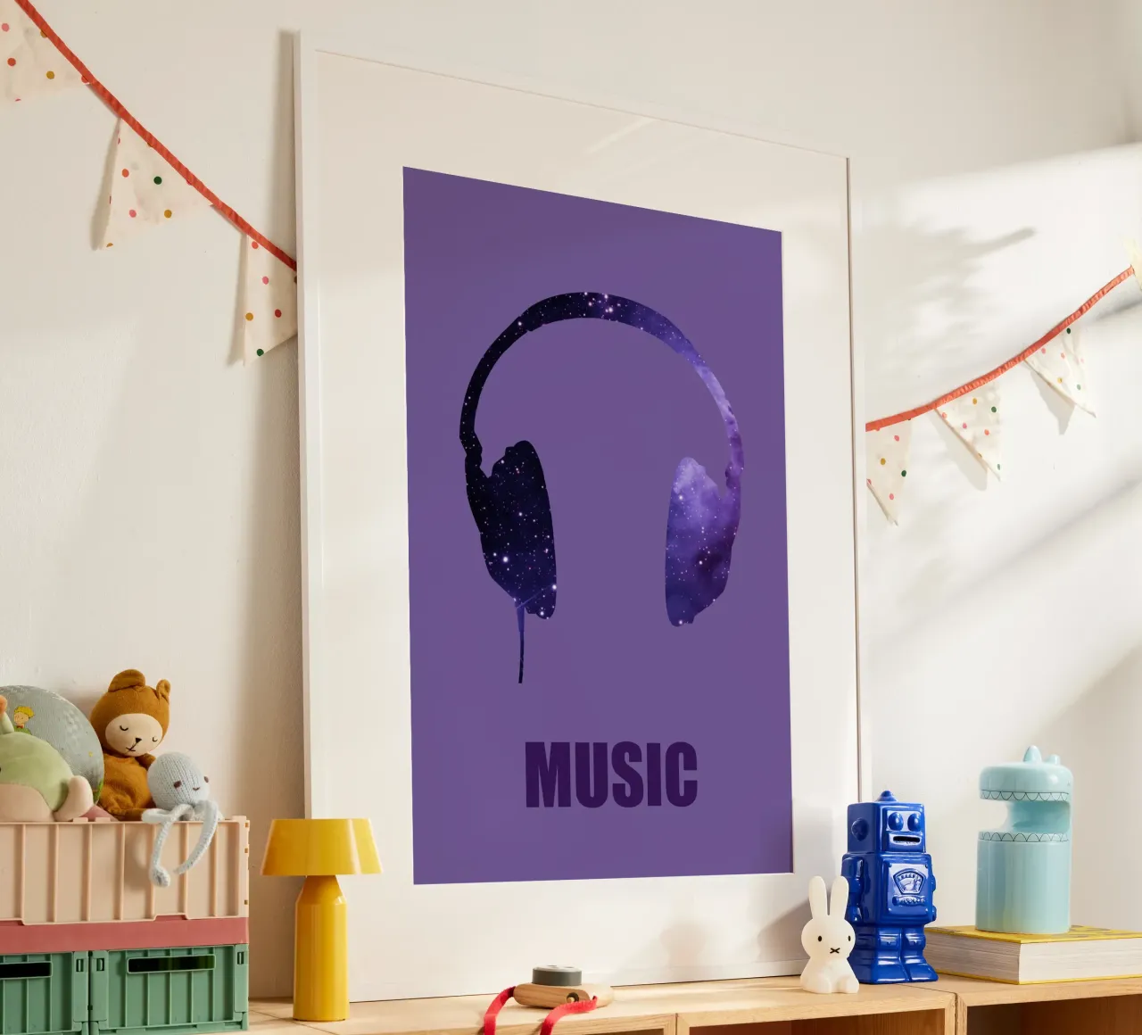 Music violet poster con telaio in legno da alexiableu