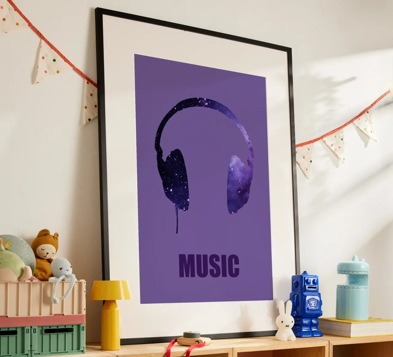 Music violet poster con telaio in legno da alexiableu