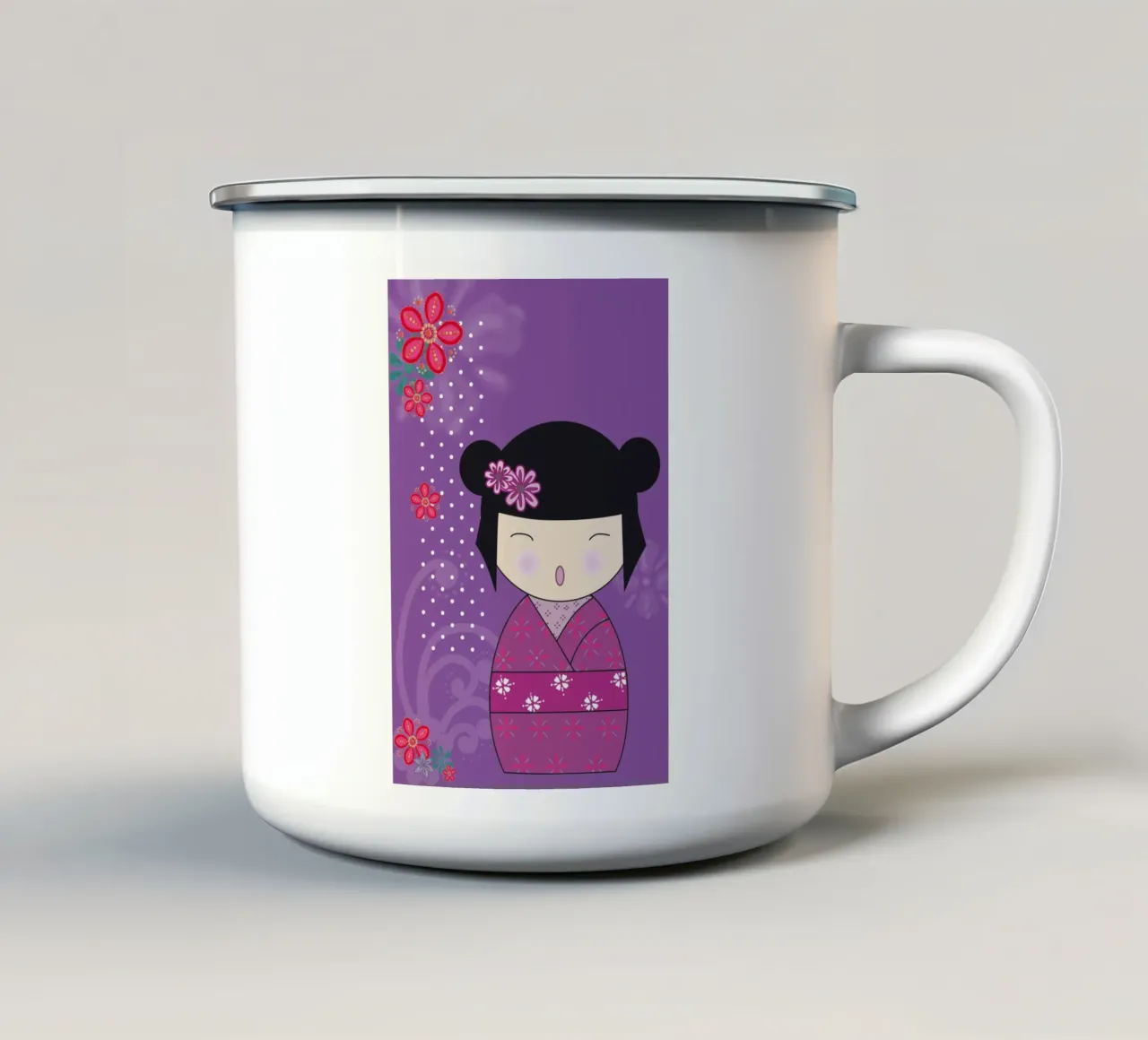 kokeshi tazza in smalto da alexiableu