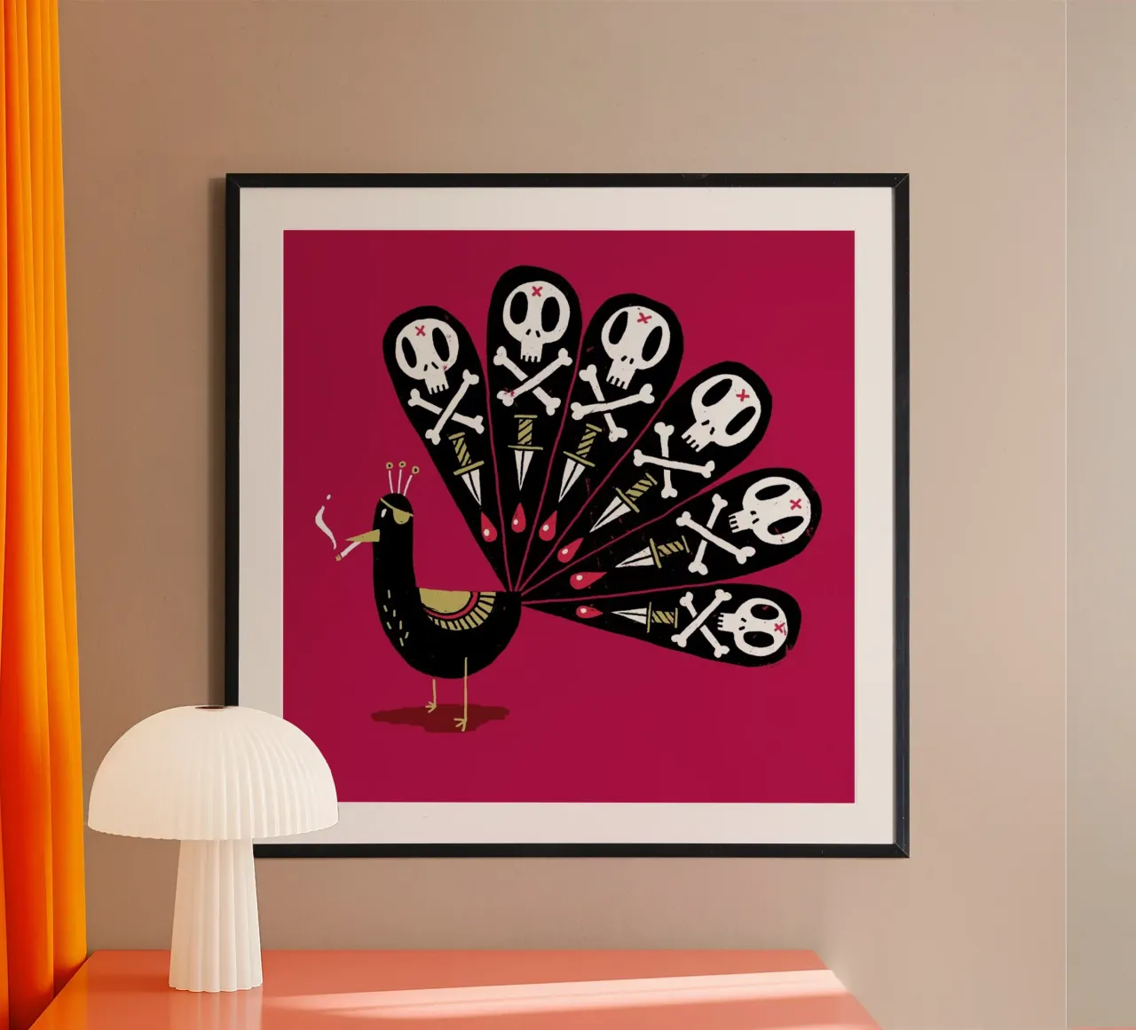 Dark Peacock poster con telaio in legno da DinoMike